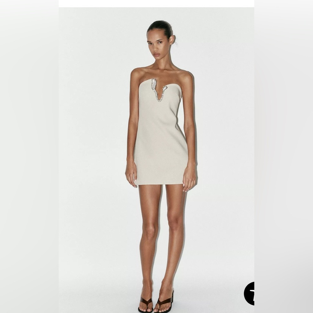 Jewell white strapless short dress. Size S